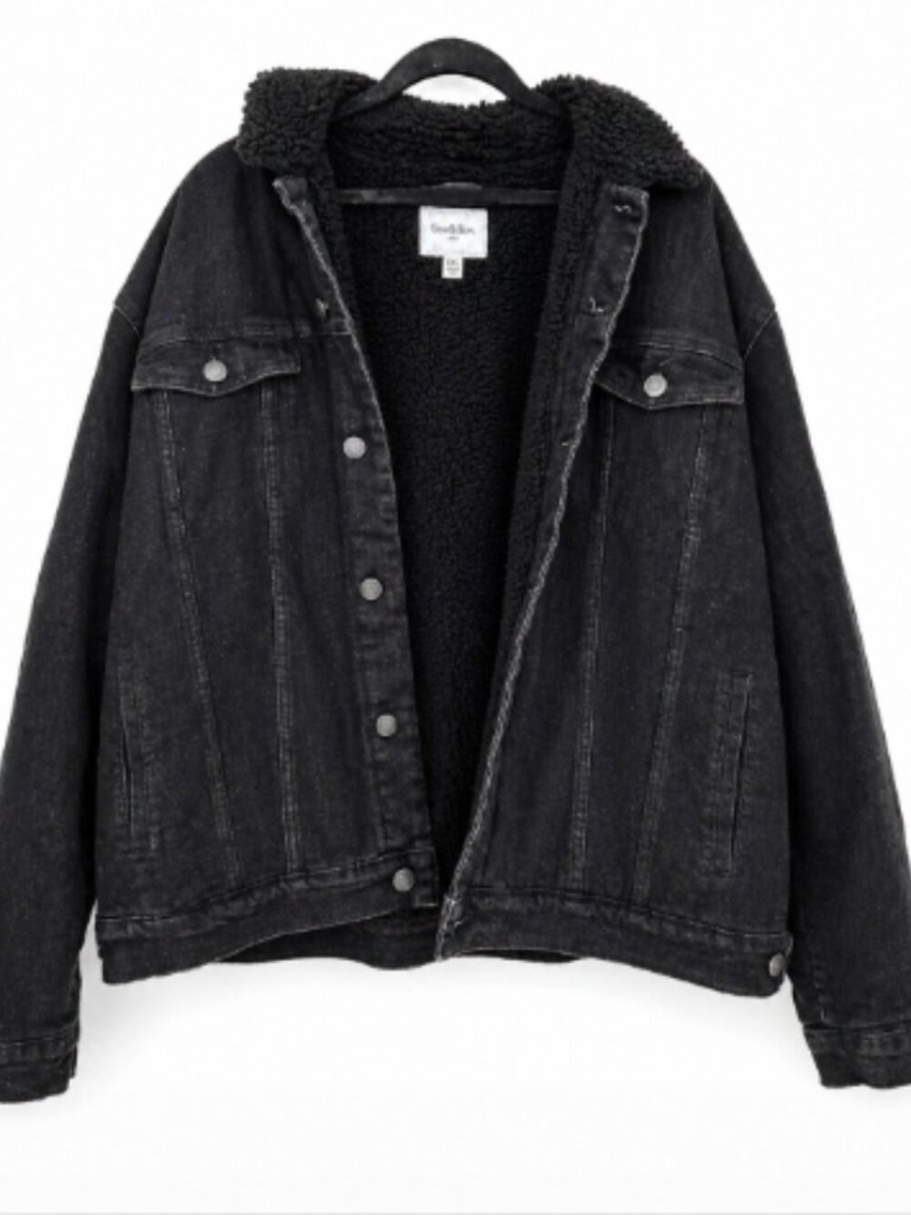 Goodfellow & Co Black Sherpa Lined Denim Jacket Men’s XXL Cozy Warm